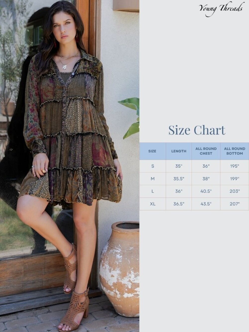 Artisan Embroidered Jhabla Shirt Dress in Mixed Motifs - Picture 6 of 6
